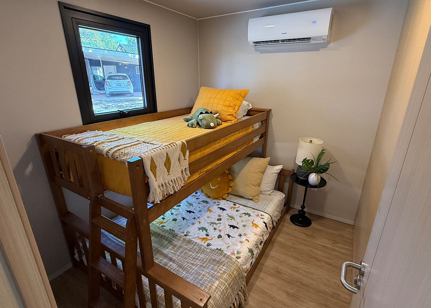 Private bedroom layout in BoxHouse Bungalow 2BR