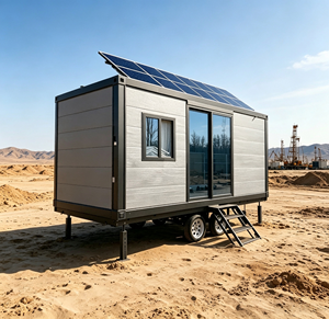 Mobile Container House With Solar Panel Wheel Mounted